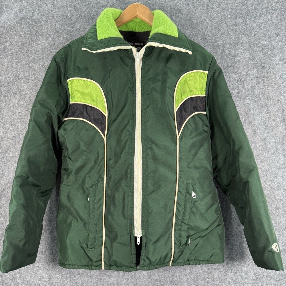 Vintage Arcticwear/Cat Winter Jacket Coat Womens Large Green Snowmobile Skiing